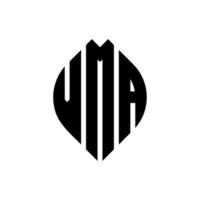vma-Kreisbuchstaben-Logo-Design mit Kreis- und Ellipsenform. Vma-Ellipsenbuchstaben mit typografischem Stil. Die drei Initialen bilden ein Kreislogo. VMA-Kreis-Emblem abstrakter Monogramm-Buchstaben-Markenvektor. vektor