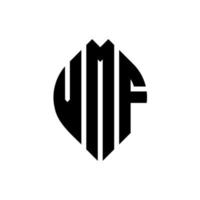 vmf-Kreisbuchstaben-Logo-Design mit Kreis- und Ellipsenform. vmf Ellipsenbuchstaben mit typografischem Stil. Die drei Initialen bilden ein Kreislogo. vmf-Kreis-Emblem abstrakter Monogramm-Buchstaben-Markierungsvektor. vektor