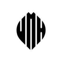 vmx-Kreisbuchstaben-Logo-Design mit Kreis- und Ellipsenform. vmx Ellipsenbuchstaben mit typografischem Stil. Die drei Initialen bilden ein Kreislogo. vmx Kreisemblem abstrakter Monogramm-Buchstabenmarkierungsvektor. vektor