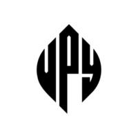 Vpy-Kreisbuchstaben-Logo-Design mit Kreis- und Ellipsenform. vpy-ellipsenbuchstaben mit typografischem stil. Die drei Initialen bilden ein Kreislogo. vpy-Kreis-Emblem abstrakter Monogramm-Buchstaben-Markenvektor. vektor