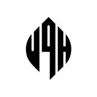 vqh-Kreisbuchstaben-Logo-Design mit Kreis- und Ellipsenform. vqh Ellipsenbuchstaben mit typografischem Stil. Die drei Initialen bilden ein Kreislogo. vqh Kreisemblem abstrakter Monogramm-Buchstabenmarkierungsvektor. vektor