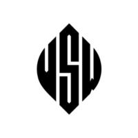 vsw Kreisbuchstabe-Logo-Design mit Kreis- und Ellipsenform. vsw Ellipsenbuchstaben mit typografischem Stil. Die drei Initialen bilden ein Kreislogo. vsw Kreisemblem abstrakter Monogramm-Buchstabenmarkierungsvektor. vektor