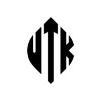 vtk-Kreisbuchstaben-Logo-Design mit Kreis- und Ellipsenform. vtk Ellipsenbuchstaben mit typografischem Stil. Die drei Initialen bilden ein Kreislogo. vtk-Kreis-Emblem abstrakter Monogramm-Buchstaben-Markierungsvektor. vektor