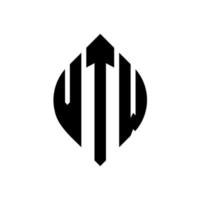 vtw-Kreisbuchstaben-Logo-Design mit Kreis- und Ellipsenform. vtw Ellipsenbuchstaben mit typografischem Stil. Die drei Initialen bilden ein Kreislogo. vtw Kreisemblem abstrakter Monogramm-Buchstabenmarkierungsvektor. vektor