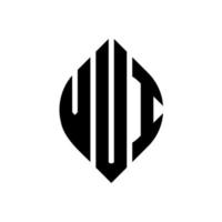 Vui-Kreisbuchstaben-Logo-Design mit Kreis- und Ellipsenform. vui ellipsenbuchstaben mit typografischem stil. Die drei Initialen bilden ein Kreislogo. Vui-Kreis-Emblem abstrakter Monogramm-Buchstaben-Markierungsvektor. vektor