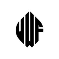 vwf-Kreisbuchstaben-Logo-Design mit Kreis- und Ellipsenform. vwf Ellipsenbuchstaben mit typografischem Stil. Die drei Initialen bilden ein Kreislogo. vwf Kreisemblem abstrakter Monogramm-Buchstabenmarkierungsvektor. vektor