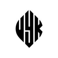 vyk-Kreis-Buchstaben-Logo-Design mit Kreis- und Ellipsenform. vyk Ellipsenbuchstaben mit typografischem Stil. Die drei Initialen bilden ein Kreislogo. Vyk-Kreis-Emblem abstrakter Monogramm-Buchstaben-Markierungsvektor. vektor