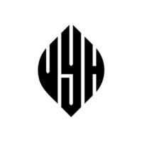 vyh Kreisbuchstabe-Logo-Design mit Kreis- und Ellipsenform. vyh Ellipsenbuchstaben mit typografischem Stil. Die drei Initialen bilden ein Kreislogo. vyh Kreisemblem abstrakter Monogramm-Buchstabenmarkierungsvektor. vektor