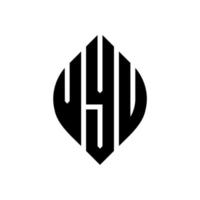 Vyu-Kreisbuchstaben-Logo-Design mit Kreis- und Ellipsenform. Vyu Ellipsenbuchstaben mit typografischem Stil. Die drei Initialen bilden ein Kreislogo. Vyu-Kreis-Emblem abstrakter Monogramm-Buchstaben-Markierungsvektor. vektor