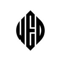 weo-Kreisbuchstaben-Logo-Design mit Kreis- und Ellipsenform. weo Ellipsenbuchstaben mit typografischem Stil. Die drei Initialen bilden ein Kreislogo. Weo-Kreis-Emblem abstrakter Monogramm-Buchstaben-Markierungsvektor. vektor