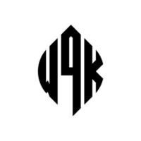 wqk-Kreis-Buchstaben-Logo-Design mit Kreis- und Ellipsenform. wqk Ellipsenbuchstaben mit typografischem Stil. Die drei Initialen bilden ein Kreislogo. wqk-Kreis-Emblem abstrakter Monogramm-Buchstaben-Markierungsvektor. vektor