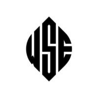 wse cirkelbokstavslogotypdesign med cirkel- och ellipsform. wse ellipsbokstäver med typografisk stil. de tre initialerna bildar en cirkellogotyp. wse cirkel emblem abstrakt monogram bokstav märke vektor. vektor