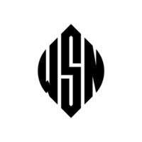 wsn-Kreisbuchstaben-Logo-Design mit Kreis- und Ellipsenform. wsn Ellipsenbuchstaben mit typografischem Stil. Die drei Initialen bilden ein Kreislogo. wsn Kreisemblem abstrakter Monogramm-Buchstabenmarkierungsvektor. vektor