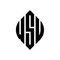 wsu-Kreisbuchstaben-Logo-Design mit Kreis- und Ellipsenform. wsu ellipsenbuchstaben mit typografischem stil. Die drei Initialen bilden ein Kreislogo. wsu Kreisemblem abstrakter Monogramm-Buchstabenmarkierungsvektor. vektor