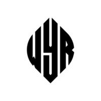 Wyr-Kreis-Buchstaben-Logo-Design mit Kreis- und Ellipsenform. Wyr-Ellipsenbuchstaben mit typografischem Stil. Die drei Initialen bilden ein Kreislogo. Wyr-Kreis-Emblem abstrakter Monogramm-Buchstaben-Markierungsvektor. vektor