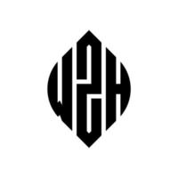 wz Kreisbuchstabe-Logo-Design mit Kreis- und Ellipsenform. wzh Ellipsenbuchstaben mit typografischem Stil. Die drei Initialen bilden ein Kreislogo. wzh Kreisemblem abstrakter Monogramm-Buchstabenmarkierungsvektor. vektor