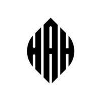 Xah-Kreis-Buchstaben-Logo-Design mit Kreis- und Ellipsenform. xah Ellipsenbuchstaben mit typografischem Stil. Die drei Initialen bilden ein Kreislogo. Xah-Kreis-Emblem abstrakter Monogramm-Buchstaben-Markierungsvektor. vektor