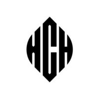 xch-Kreis-Buchstaben-Logo-Design mit Kreis- und Ellipsenform. xch Ellipsenbuchstaben mit typografischem Stil. Die drei Initialen bilden ein Kreislogo. Xch-Kreis-Emblem abstrakter Monogramm-Buchstaben-Markierungsvektor. vektor