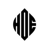 xde-Kreisbuchstaben-Logo-Design mit Kreis- und Ellipsenform. xde Ellipsenbuchstaben mit typografischem Stil. Die drei Initialen bilden ein Kreislogo. XDE-Kreis-Emblem abstrakter Monogramm-Buchstaben-Markenvektor. vektor