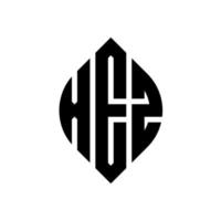 Xez-Kreisbuchstaben-Logo-Design mit Kreis- und Ellipsenform. xez Ellipsenbuchstaben mit typografischem Stil. Die drei Initialen bilden ein Kreislogo. Xez-Kreis-Emblem abstrakter Monogramm-Buchstaben-Markierungsvektor. vektor