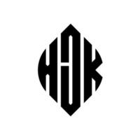 xjk-Kreisbuchstabe-Logo-Design mit Kreis- und Ellipsenform. xjk Ellipsenbuchstaben mit typografischem Stil. Die drei Initialen bilden ein Kreislogo. xjk Kreisemblem abstrakter Monogramm-Buchstabenmarkierungsvektor. vektor