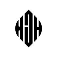 xjh-Kreisbuchstabe-Logo-Design mit Kreis- und Ellipsenform. xjh Ellipsenbuchstaben mit typografischem Stil. Die drei Initialen bilden ein Kreislogo. xjh Kreisemblem abstrakter Monogramm-Buchstabenmarkierungsvektor. vektor