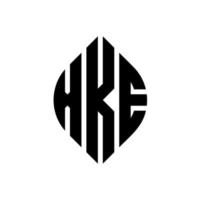 xke-Kreisbuchstaben-Logo-Design mit Kreis- und Ellipsenform. xke Ellipsenbuchstaben mit typografischem Stil. Die drei Initialen bilden ein Kreislogo. xke-Kreis-Emblem abstrakter Monogramm-Buchstaben-Markenvektor. vektor