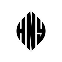 xny-Kreisbuchstabe-Logo-Design mit Kreis- und Ellipsenform. xny Ellipsenbuchstaben mit typografischem Stil. Die drei Initialen bilden ein Kreislogo. xny Kreisemblem abstrakter Monogramm-Buchstabenmarkierungsvektor. vektor