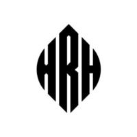 xrh-Kreisbuchstabe-Logo-Design mit Kreis- und Ellipsenform. xrh Ellipsenbuchstaben mit typografischem Stil. Die drei Initialen bilden ein Kreislogo. xrh-Kreis-Emblem abstrakter Monogramm-Buchstaben-Markierungsvektor. vektor