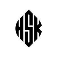 Xsk-Kreisbuchstaben-Logo-Design mit Kreis- und Ellipsenform. xsk Ellipsenbuchstaben mit typografischem Stil. Die drei Initialen bilden ein Kreislogo. xsk-Kreis-Emblem abstrakter Monogramm-Buchstaben-Markierungsvektor. vektor