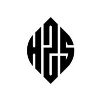 xzs-Kreisbuchstaben-Logo-Design mit Kreis- und Ellipsenform. xzs Ellipsenbuchstaben mit typografischem Stil. Die drei Initialen bilden ein Kreislogo. Xzs-Kreis-Emblem abstrakter Monogramm-Buchstaben-Markierungsvektor. vektor