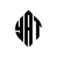 Yat-Kreis-Buchstaben-Logo-Design mit Kreis- und Ellipsenform. Yat-Ellipsenbuchstaben mit typografischem Stil. Die drei Initialen bilden ein Kreislogo. Yat-Kreis-Emblem abstrakter Monogramm-Buchstaben-Markierungsvektor. vektor