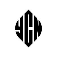ycn-Kreisbuchstaben-Logo-Design mit Kreis- und Ellipsenform. ycn ellipsenbuchstaben mit typografischem stil. Die drei Initialen bilden ein Kreislogo. ycn Kreisemblem abstrakter Monogramm-Buchstabenmarkierungsvektor. vektor