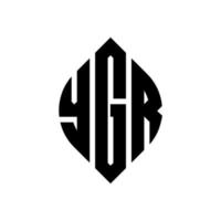 YGR-Kreisbuchstaben-Logo-Design mit Kreis- und Ellipsenform. ygr ellipsenbuchstaben mit typografischem stil. Die drei Initialen bilden ein Kreislogo. Ygr-Kreis-Emblem abstrakter Monogramm-Buchstaben-Markenvektor. vektor