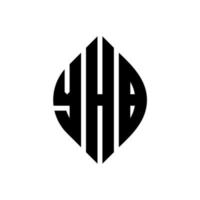 Yhb-Kreisbuchstaben-Logo-Design mit Kreis- und Ellipsenform. yhb ellipsenbuchstaben mit typografischem stil. Die drei Initialen bilden ein Kreislogo. yhb Kreisemblem abstrakter Monogramm-Buchstabenmarkierungsvektor. vektor
