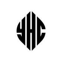 yhc-Kreisbuchstaben-Logo-Design mit Kreis- und Ellipsenform. yhc ellipsenbuchstaben mit typografischem stil. Die drei Initialen bilden ein Kreislogo. yhc-Kreis-Emblem abstrakter Monogramm-Buchstaben-Markierungsvektor. vektor