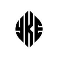 Yke-Kreis-Buchstaben-Logo-Design mit Kreis- und Ellipsenform. Yke Ellipsenbuchstaben mit typografischem Stil. Die drei Initialen bilden ein Kreislogo. Yke-Kreis-Emblem abstrakter Monogramm-Buchstaben-Markenvektor. vektor