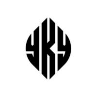 yky cirkel bokstavslogotyp design med cirkel och ellipsform. yky ellipsbokstäver med typografisk stil. de tre initialerna bildar en cirkellogotyp. yky cirkel emblem abstrakt monogram bokstav märke vektor. vektor