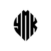 ymk cirkelbokstavslogotypdesign med cirkel och ellipsform. ymk ellipsbokstäver med typografisk stil. de tre initialerna bildar en cirkellogotyp. ymk cirkel emblem abstrakt monogram bokstav märke vektor. vektor