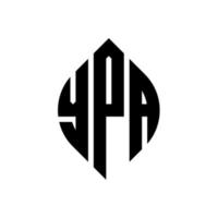 YPA-Kreisbuchstaben-Logo-Design mit Kreis- und Ellipsenform. ypa ellipsenbuchstaben mit typografischem stil. Die drei Initialen bilden ein Kreislogo. ypa Kreisemblem abstrakter Monogramm-Buchstabenmarkierungsvektor. vektor