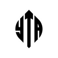 yta cirkel bokstavslogotyp design med cirkel och ellipsform. yta ellips bokstäver med typografisk stil. de tre initialerna bildar en cirkellogotyp. yta cirkel emblem abstrakt monogram brev märke vektor. vektor