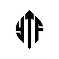 ytf-Kreisbuchstaben-Logo-Design mit Kreis- und Ellipsenform. ytf-ellipsenbuchstaben mit typografischem stil. Die drei Initialen bilden ein Kreislogo. ytf-Kreis-Emblem abstrakter Monogramm-Buchstaben-Markierungsvektor. vektor