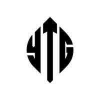 ytg-Kreisbuchstaben-Logo-Design mit Kreis- und Ellipsenform. ytg-ellipsenbuchstaben mit typografischem stil. Die drei Initialen bilden ein Kreislogo. Ytg-Kreis-Emblem abstrakter Monogramm-Buchstaben-Markenvektor. vektor