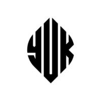 Yuk Circle Letter Logo Design mit Kreis- und Ellipsenform. yuk ellipsenbuchstaben mit typografischem stil. Die drei Initialen bilden ein Kreislogo. Yuk-Kreis-Emblem abstrakter Monogramm-Buchstaben-Markierungsvektor. vektor