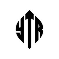 ytr cirkel bokstavslogotyp design med cirkel och ellipsform. ytr ellipsbokstäver med typografisk stil. de tre initialerna bildar en cirkellogotyp. ytr cirkel emblem abstrakt monogram bokstav märke vektor. vektor