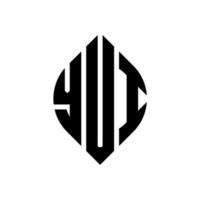 Yui-Kreis-Buchstaben-Logo-Design mit Kreis- und Ellipsenform. yui ellipsenbuchstaben mit typografischem stil. Die drei Initialen bilden ein Kreislogo. Yui-Kreis-Emblem abstrakter Monogramm-Buchstaben-Markierungsvektor. vektor