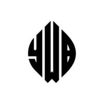 Ywb-Kreisbuchstaben-Logo-Design mit Kreis- und Ellipsenform. ywb ellipsenbuchstaben mit typografischem stil. Die drei Initialen bilden ein Kreislogo. Ywb-Kreis-Emblem abstrakter Monogramm-Buchstaben-Markierungsvektor. vektor