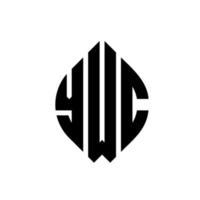 ywc-Kreisbuchstaben-Logo-Design mit Kreis- und Ellipsenform. ywc ellipsenbuchstaben mit typografischem stil. Die drei Initialen bilden ein Kreislogo. ywc-Kreis-Emblem abstrakter Monogramm-Buchstaben-Markierungsvektor. vektor