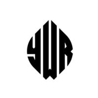 ywr-Kreisbuchstaben-Logo-Design mit Kreis- und Ellipsenform. ywr ellipsenbuchstaben mit typografischem stil. Die drei Initialen bilden ein Kreislogo. YWR-Kreis-Emblem abstrakter Monogramm-Buchstaben-Markierungsvektor. vektor