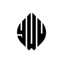 Ywv-Kreisbuchstaben-Logo-Design mit Kreis- und Ellipsenform. ywv ellipsenbuchstaben mit typografischem stil. Die drei Initialen bilden ein Kreislogo. Ywv-Kreis-Emblem abstrakter Monogramm-Buchstaben-Markierungsvektor. vektor